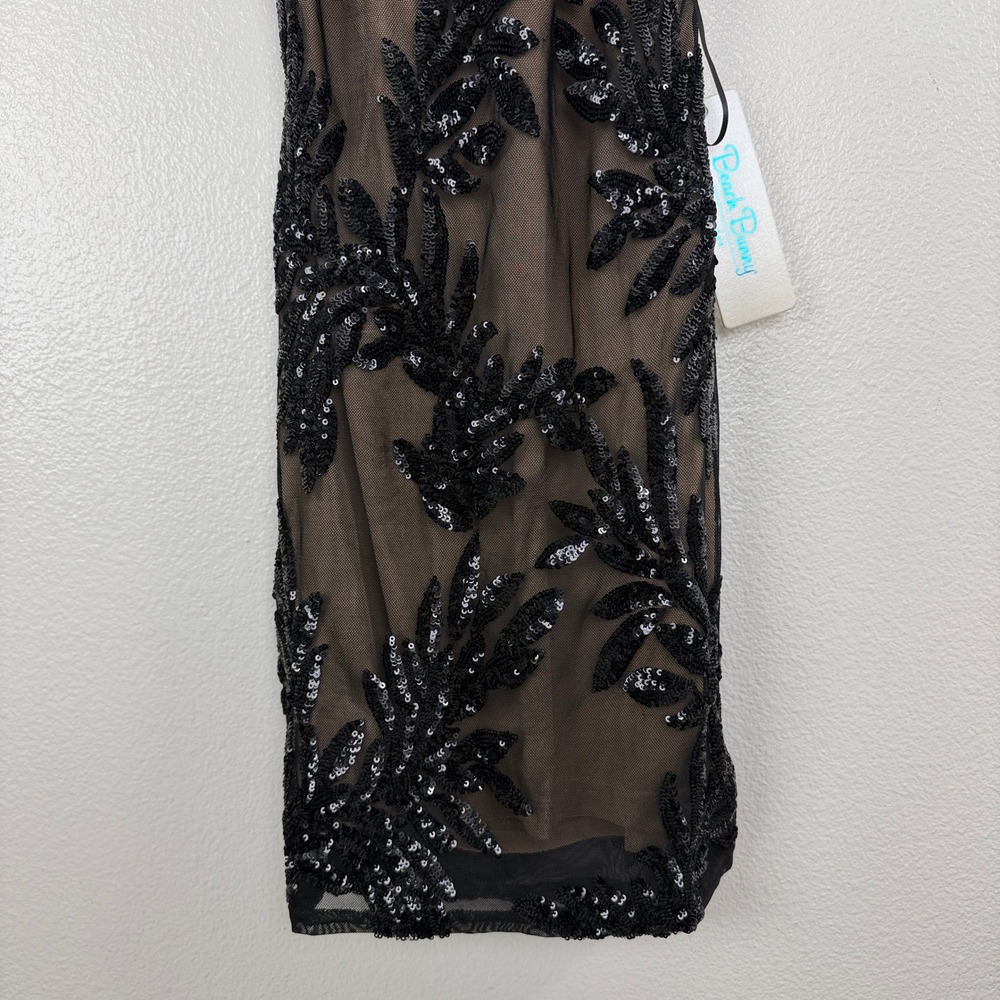 Beach Bunny Swimwear Dress Womens Medium Black Sequin Crossback Mini Dress - Picture 3 of 11